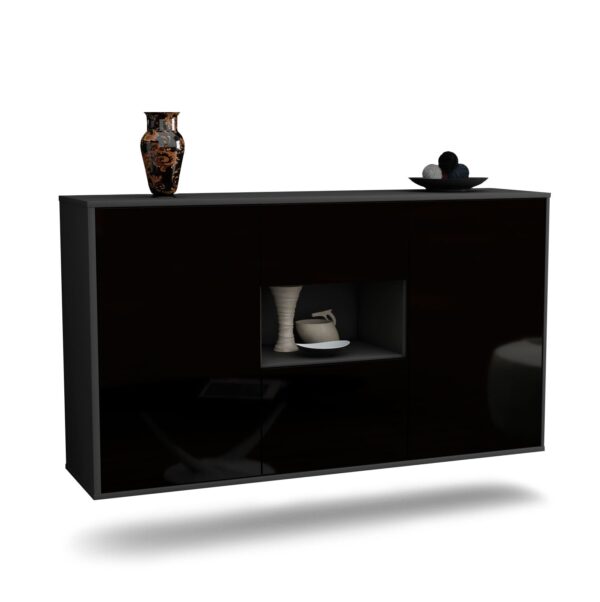 Sideboard Tallahassee, Schwarz, hängend (136x79x35cm)