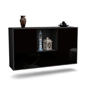 Sideboard Garden Grove, Schwarz, hängend (136x79x35cm)