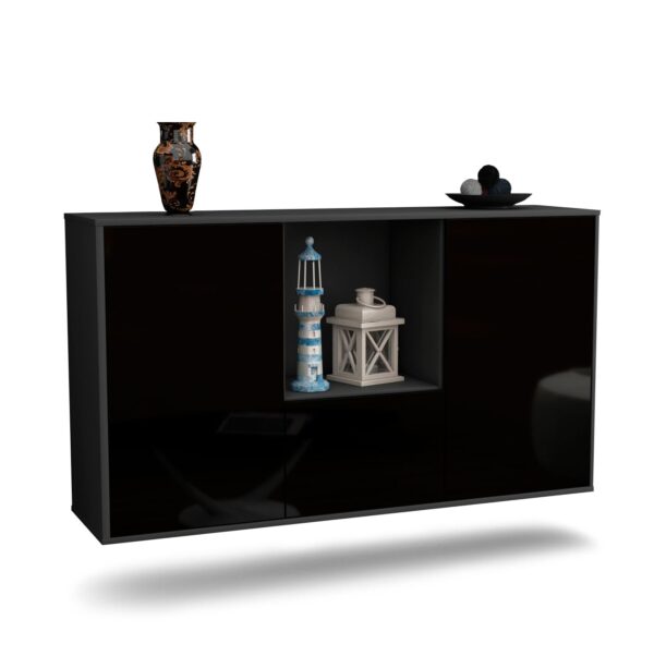 Sideboard Garden Grove, Schwarz, hängend (136x79x35cm)