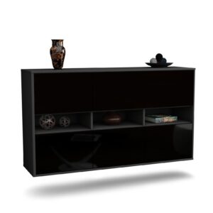 Sideboard Rockford, Schwarz, hängend (136x79x35cm)