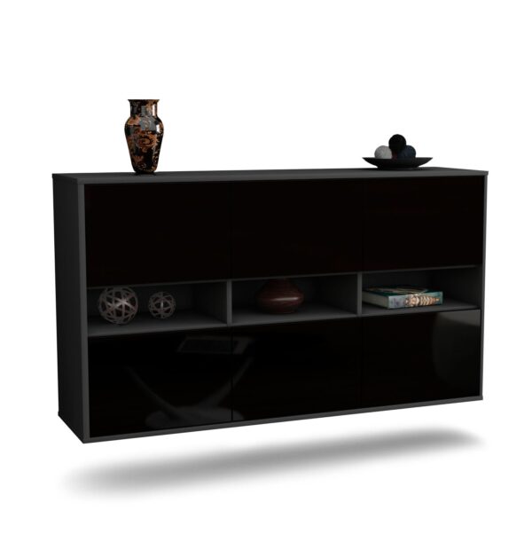 Sideboard Rockford, Schwarz, hängend (136x79x35cm)