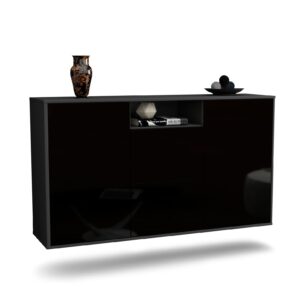 Sideboard Dayton, Schwarz, hängend (136x79x35cm)
