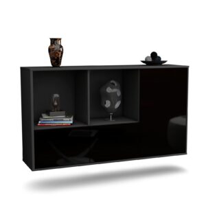 Sideboard Springfield, Schwarz, hängend (136x79x35cm)