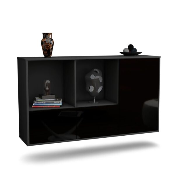 Sideboard Springfield, Schwarz, hängend (136x79x35cm)