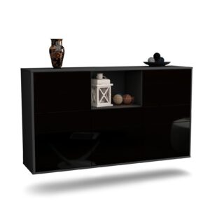 Sideboard Pomona, Schwarz, hängend (136x79x35cm)
