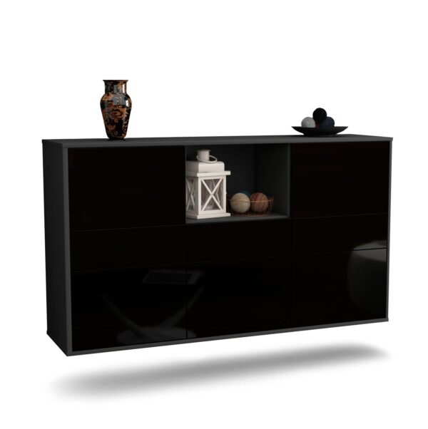Sideboard Pomona, Schwarz, hängend (136x79x35cm)