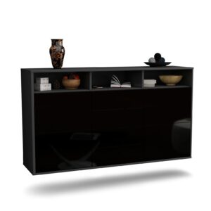 Sideboard Salem, Schwarz, hängend (136x79x35cm)