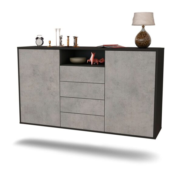 Sideboard Eugene, Beton, hängend (136x79x35cm)