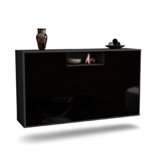 Sideboard Eugene, Schwarz, hängend (136x79x35cm)