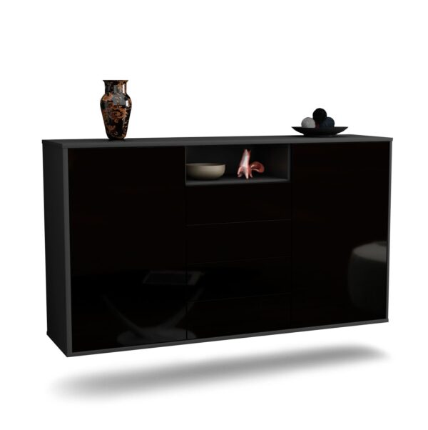 Sideboard Eugene, Schwarz, hängend (136x79x35cm)