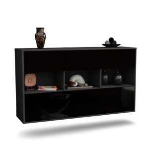 Sideboard Paterson, Schwarz, hängend (136x79x35cm)