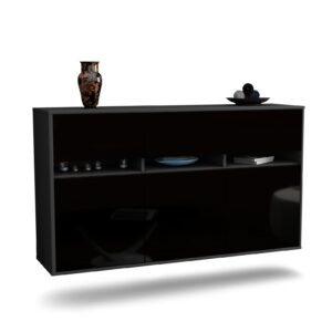 Sideboard Joliet, Schwarz, hängend (136x79x35cm)