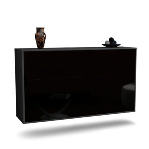 Sideboard Naperville, Schwarz, hängend (136x79x35cm)