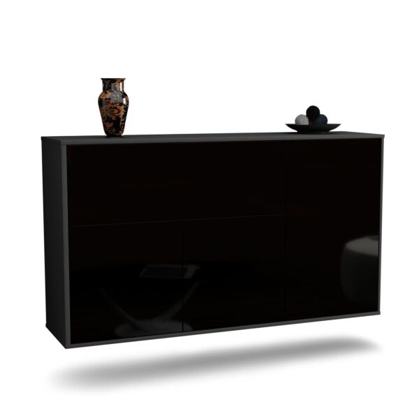 Sideboard Naperville, Schwarz, hängend (136x79x35cm)