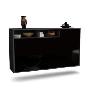Sideboard Hollywood, Schwarz, hängend (136x79x35cm)