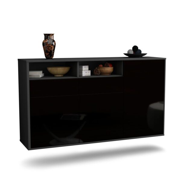 Sideboard Hollywood, Schwarz, hängend (136x79x35cm)