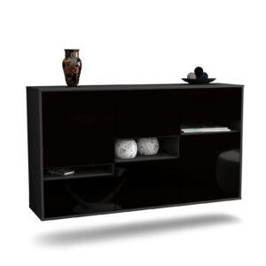 Sideboard Hayward, Schwarz, hängend (136x79x35cm)