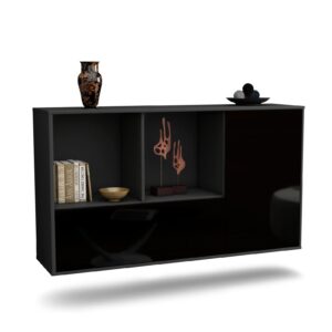 Sideboard Palmdale, Schwarz, hängend (136x79x35cm)