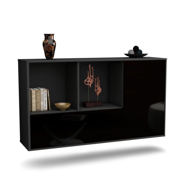 Sideboard Palmdale, Schwarz, hängend (136x79x35cm)