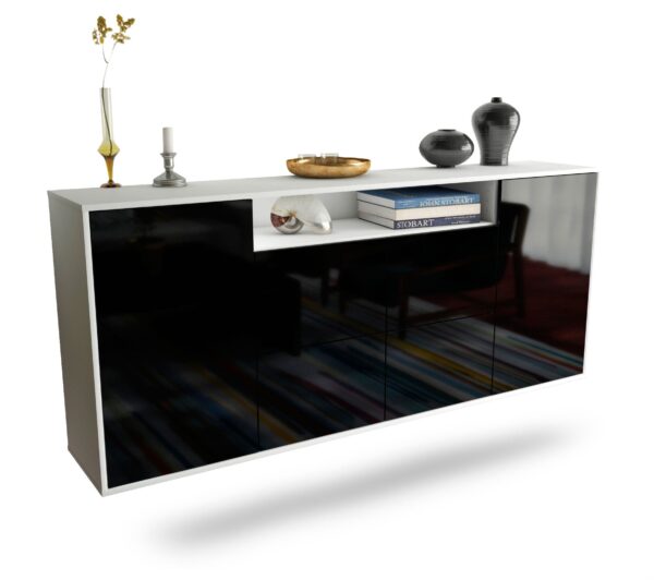 Sideboard Carrollton, Schwarz, hängend (180x79x35cm)