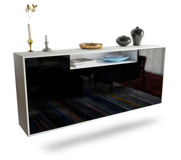 Sideboard Thousand Oaks, Schwarz, hängend (180x79x35cm)