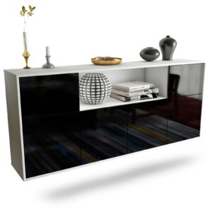 Sideboard West Valley City, Schwarz, hängend (180x79x35cm)