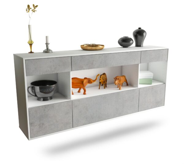 Sideboard Clarksville, Beton, hängend (180x79x35cm)