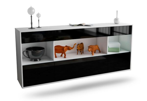 Sideboard Clarksville, Schwarz, hängend (180x79x35cm)
