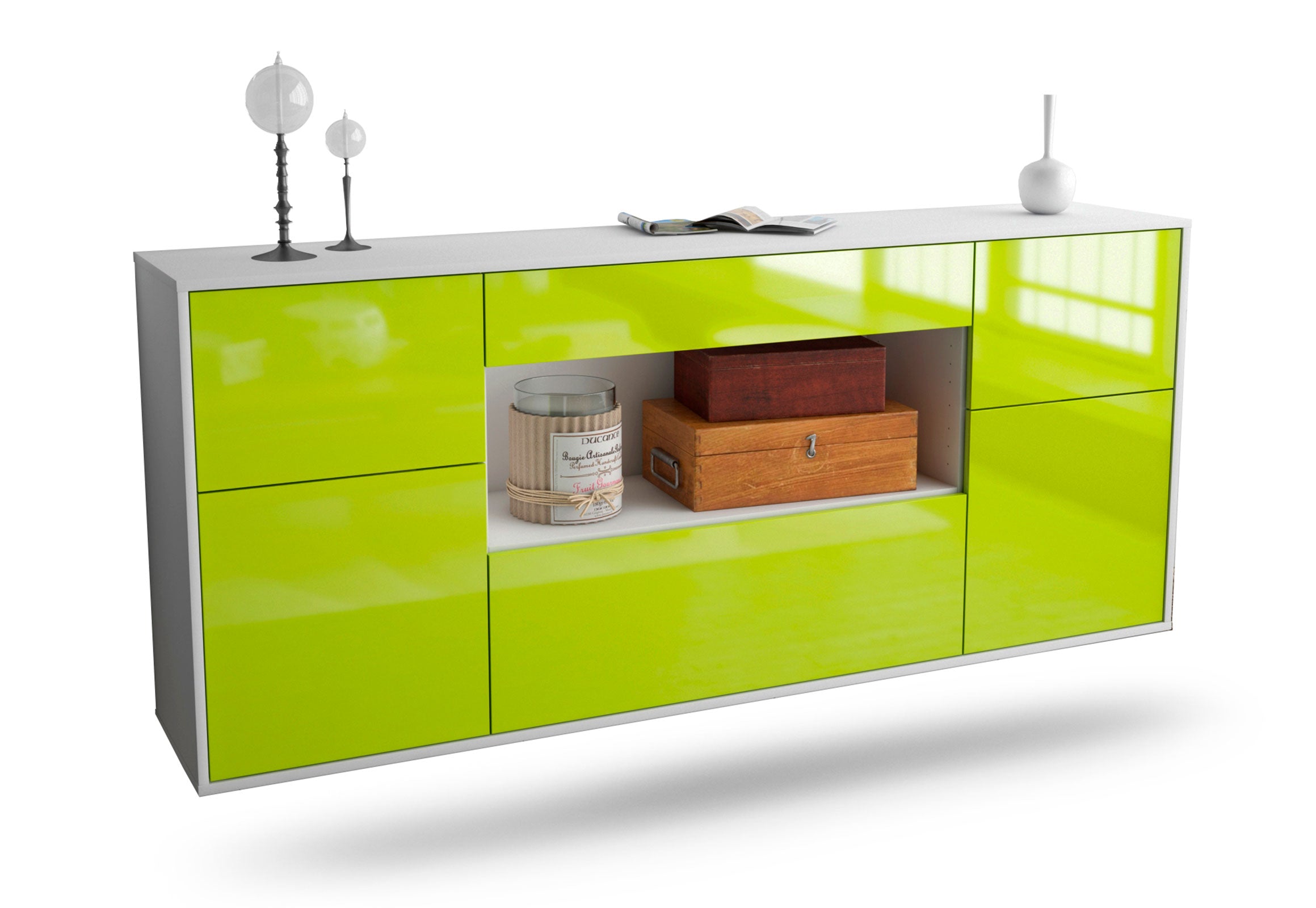 Sideboard Visalia, Grün, hängend (180x79x35cm) 1 Sideboard Visalia, Grün, hängend (180x79x35cm)