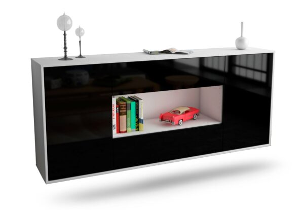 Sideboard Denton, Schwarz, hängend (180x79x35cm)