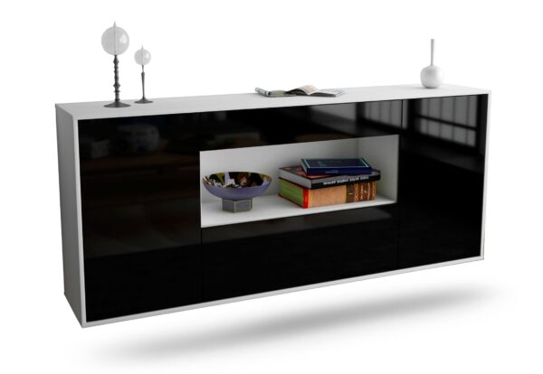 Sideboard Ann Arbor, Schwarz, hängend (180x79x35cm)