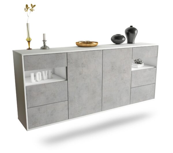 Sideboard Thornton, Beton, hängend (180x79x35cm)