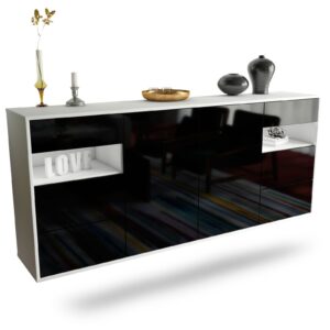 Sideboard Thornton, Schwarz, hängend (180x79x35cm)