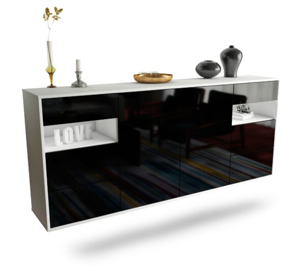 Sideboard Thornton, Schwarz, hängend (180x79x35cm)