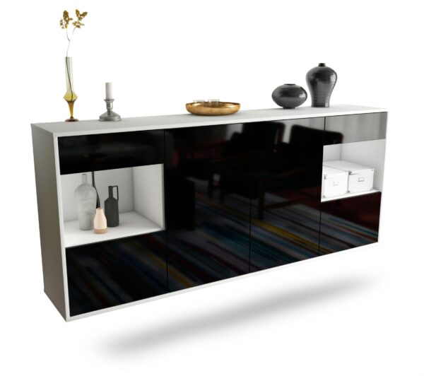 Sideboard Charleston, Schwarz, hängend (180x79x35cm)