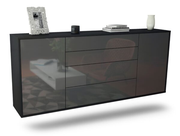 Sideboard Bridgeport, Grau, hängend (180x79x35cm)
