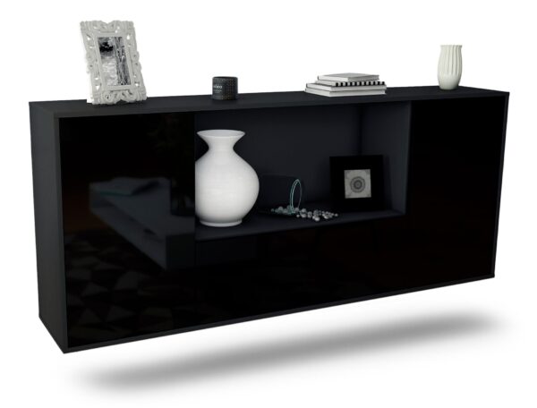 Sideboard Fort Collins, Schwarz, hängend (180x79x35cm)
