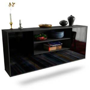 Sideboard Sterling Heights, Schwarz, hängend (180x79x35cm)