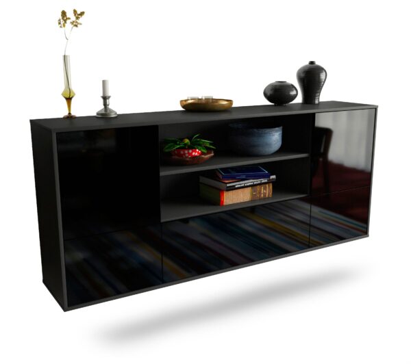 Sideboard Sterling Heights, Schwarz, hängend (180x79x35cm)