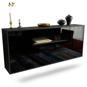 Sideboard Coral Springs, Schwarz, hängend (180x79x35cm)