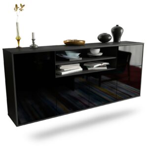 Sideboard Cedar Rapids, Schwarz, hängend (180x79x35cm)