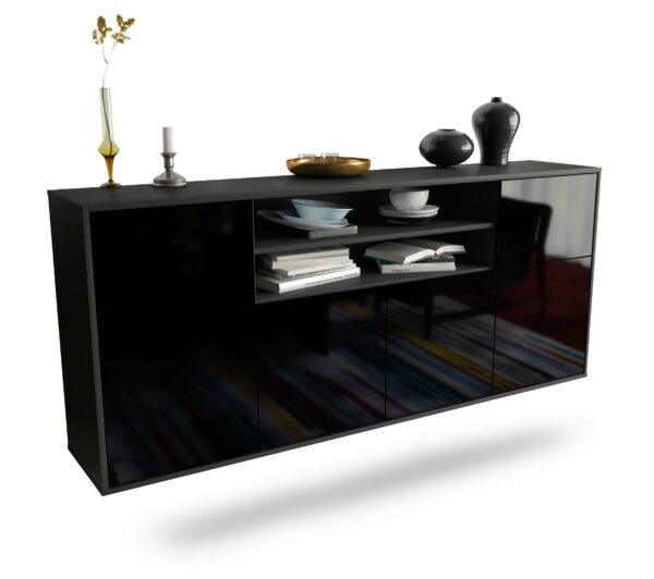 Sideboard Cedar Rapids, Schwarz, hängend (180x79x35cm)