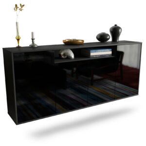 Sideboard Carrollton, Schwarz, hängend (180x79x35cm)