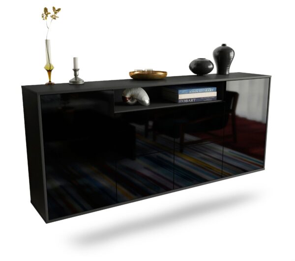 Sideboard Carrollton, Schwarz, hängend (180x79x35cm)
