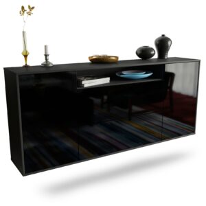 Sideboard Thousand Oaks, Schwarz, hängend (180x79x35cm)