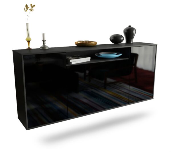 Sideboard Thousand Oaks, Schwarz, hängend (180x79x35cm)