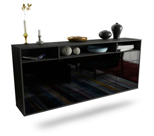Sideboard Bellevue, Schwarz, hängend (180x79x35cm)