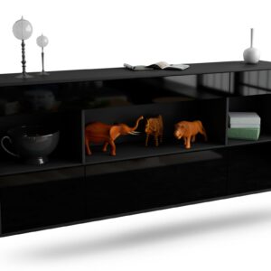 Sideboard Clarksville, Schwarz, hängend (180x79x35cm)