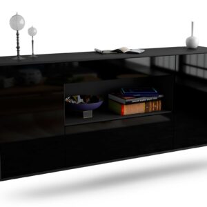 Sideboard Ann Arbor, Schwarz, hängend (180x79x35cm)