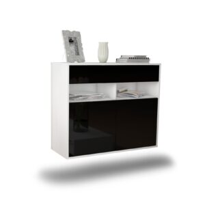 Sideboard North Las Vegas, Schwarz, hängend (92x79x35cm)